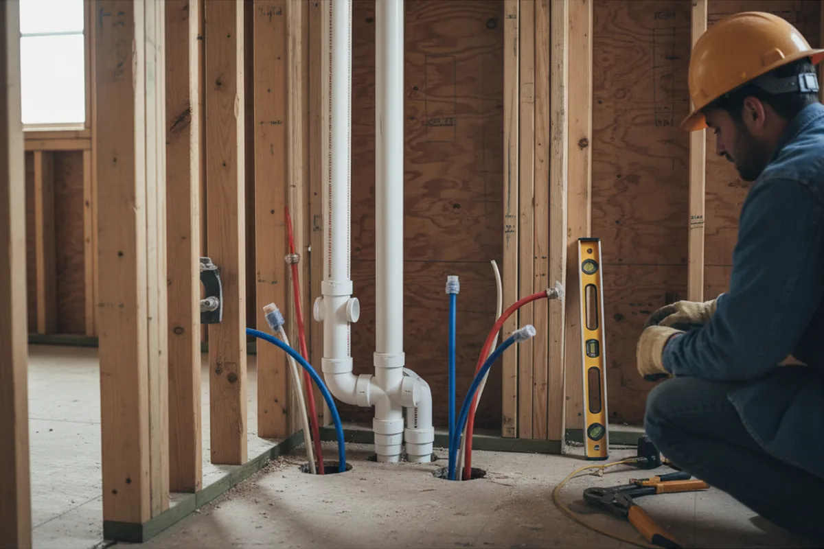 Drain and supply rough-in during Toilet Repair and Installation in Beaver